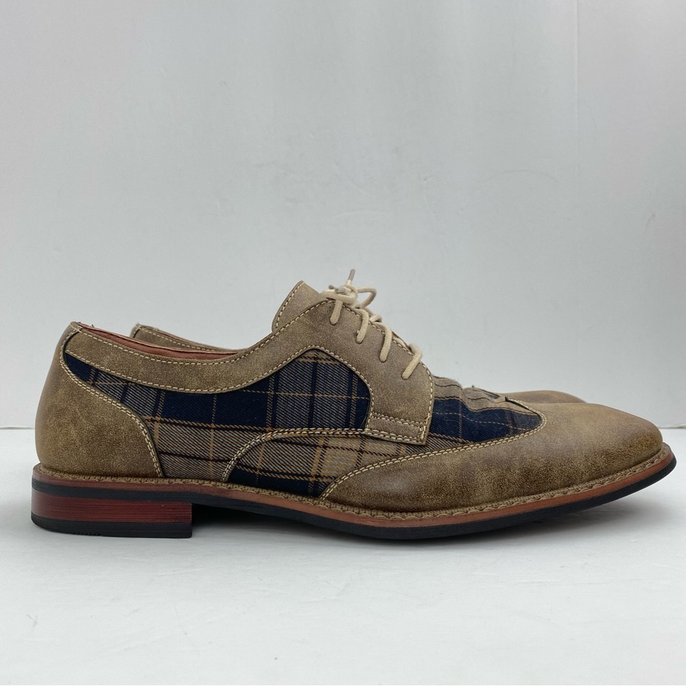 Ferro Aldo size 10.5 Men’s Brown Plaid Wingtip Oxford Shoes